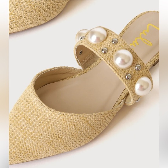 Lulus Justifyy Beige Raffia Woven Pointed-Toe Flats Size 8 - Picture 3 of 9